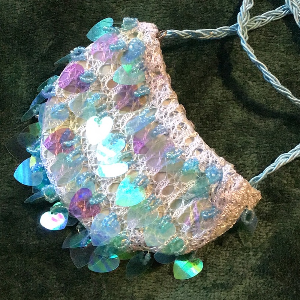 Light Blue Iridescent Sequin Mini Bag